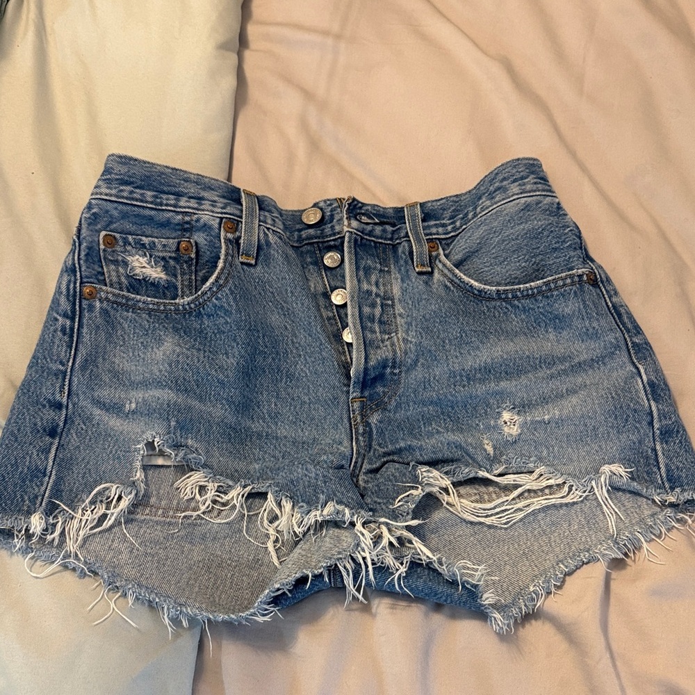 Levi's Distressed Blue Denim Shorts